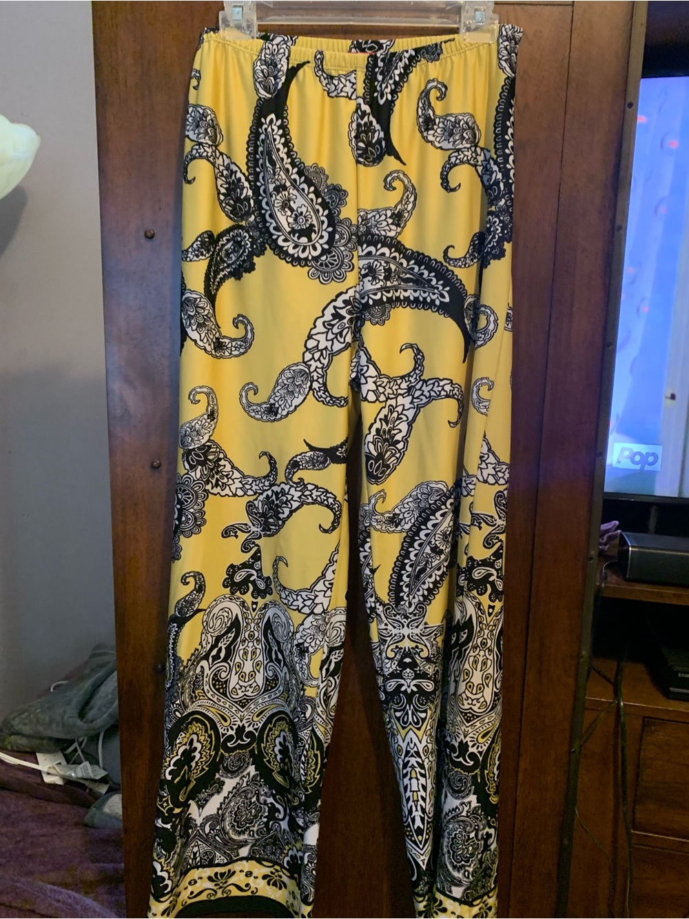 Sunny Leigh Yellow Black & White Paisley Wide Leg Pants